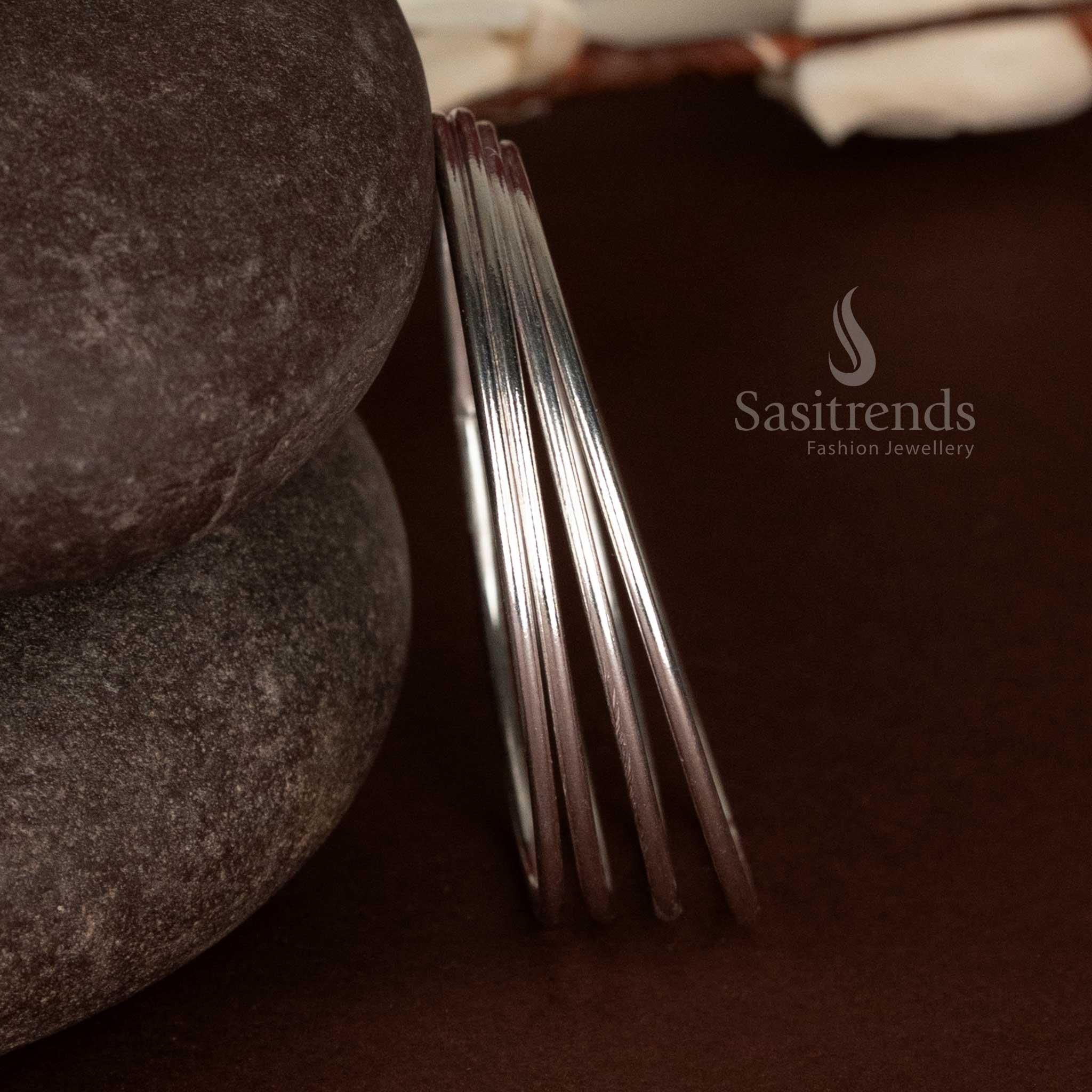 Elegant oxidised thin lined bangle set for office wear and casual outings – Sasitrends