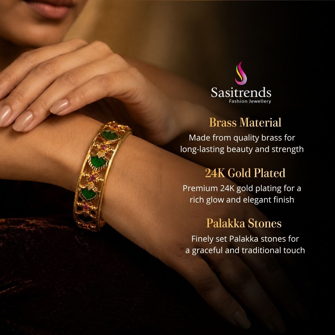 Guaranteed Micro gold plated AD stone palakka bangles - Sasitrends