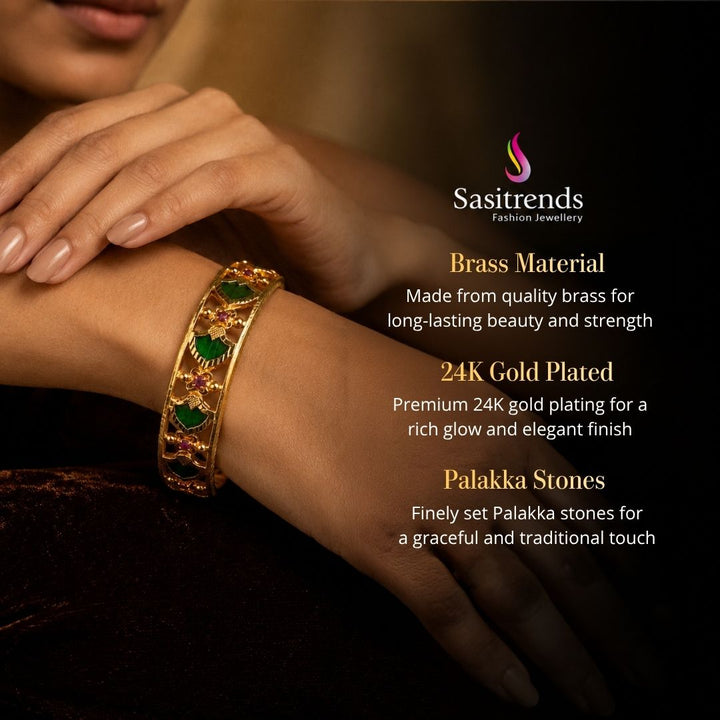 Guaranteed Micro gold plated AD stone palakka bangles - Sasitrends