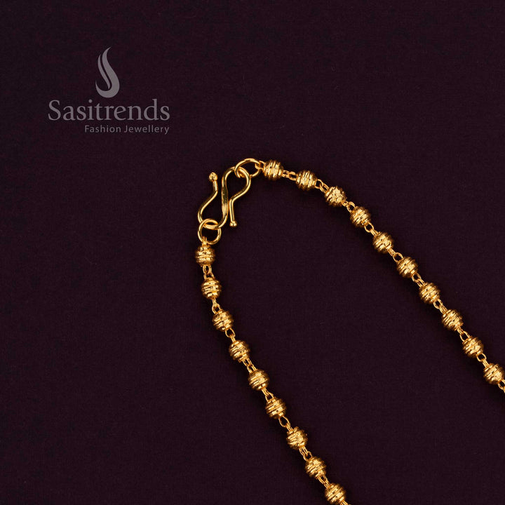 Sasitrends 1 gram 24K micro gold plated classic ball chain featuring textured bead detailing crafted for refined traditional styling