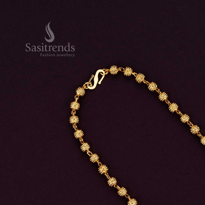 Sasitrends 1 gram 24K micro gold plated textured designer ball chain crafted for traditional wear with rich real gold look appeal