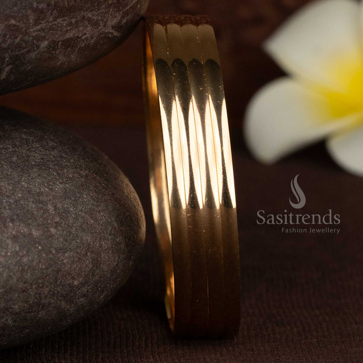 Guaranteed One Gram Micro Gold Plated Sleek Linear Cut Design Daily Wear  Bangles | Look Like Real Gold