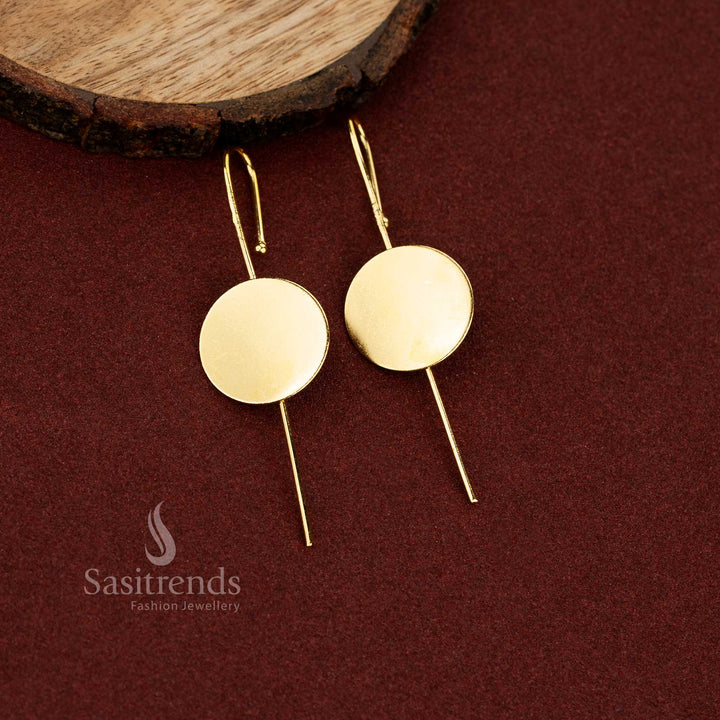 Sasitrends geometric round disc 24K gold plated ear cuff earrings for girls stylish accessory