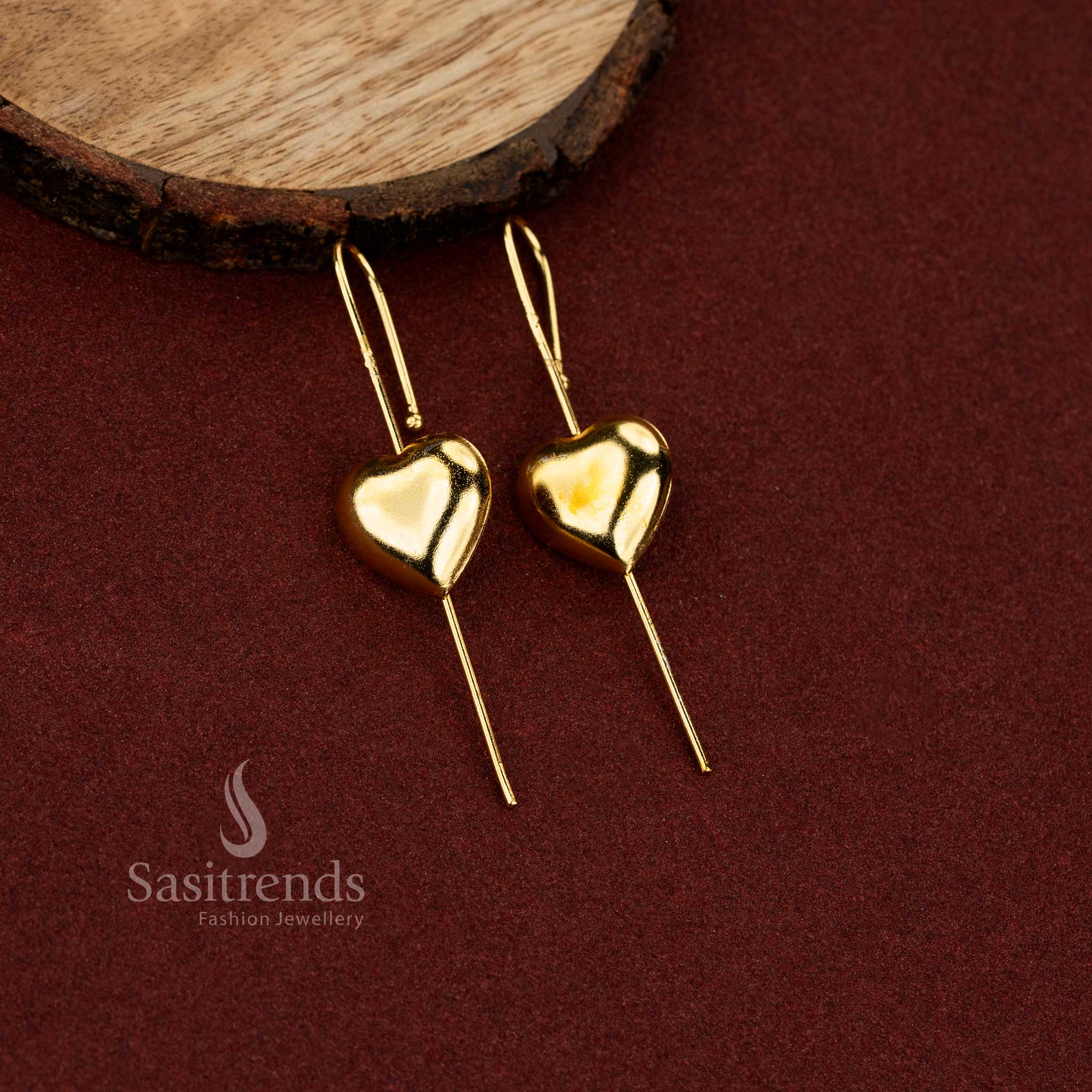 Sasitrends 24K gold plated heart floral ear cuff earrings for girls fashion jewellery party wear styling
