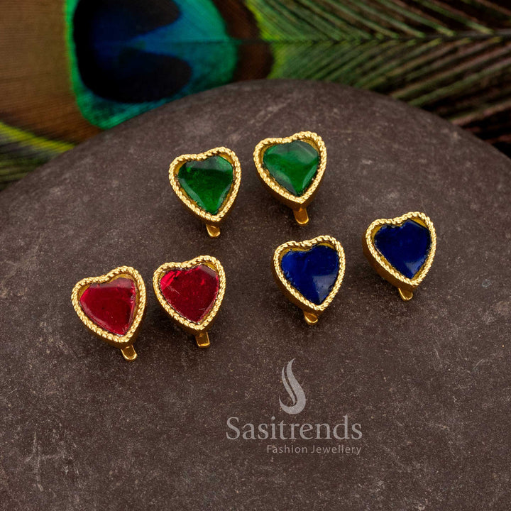 Traditional 24K Jadau Gold Plated Heart-Shaped Kundan Stone Bugadi Ear Cuff Earrings | Premium Rich Look