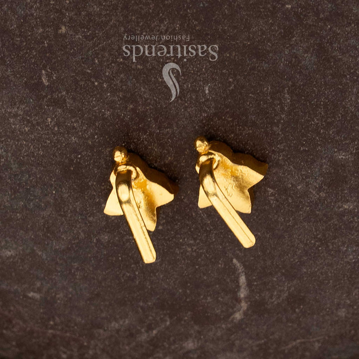 traditional leaf structure jadau 24k gold plated kundan stone bugadi earrings with premium gold plated finish - Sasitrends