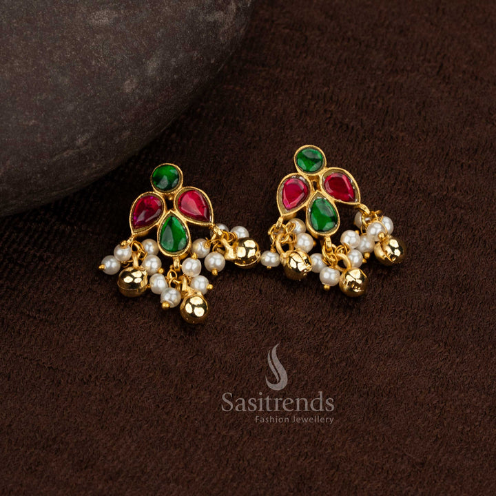 24K Jadau Gold Plated Kundan Stone Floral Leaf Design Bugadi Ear Cuff Earrings | Traditional Wedding & Festive Wear