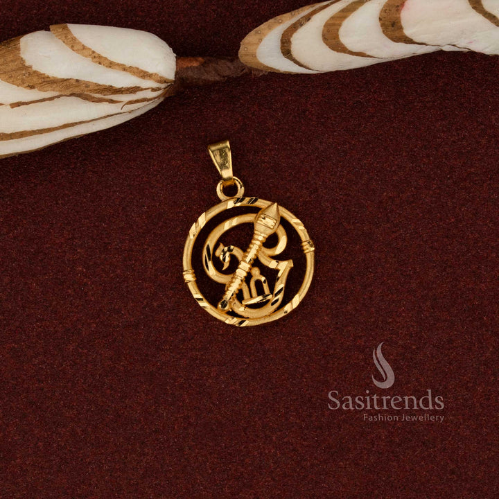 Sasitrends om 24K micro gold plated classic ethnic forming pendant inspired by traditional temple jewellery design suitable for cultural celebrations and spiritual occasions