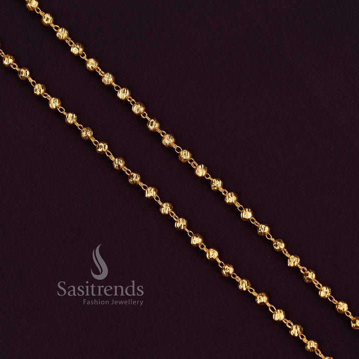 Sasitrends 24K micro gold plated designer bead ball chain featuring intricate link structure crafted in elegant 1 gram jewellery finish