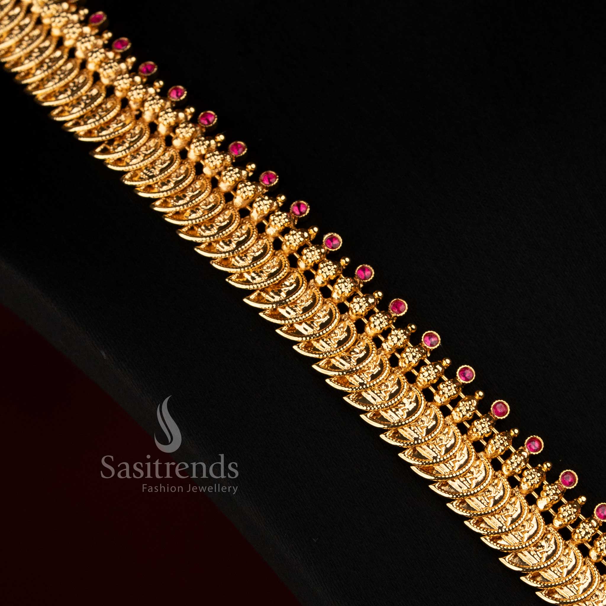 24K micro gold plating, this one gram jewellery is designed to give a rich real-gold-like appearance - Sasitrends 