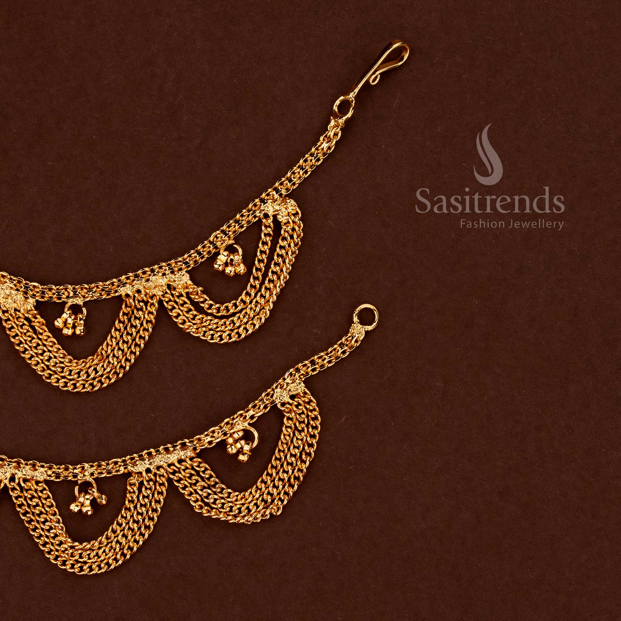 Micro gold plated multi-layered U-drop chain Matil for traditional earrings - Sasitrends