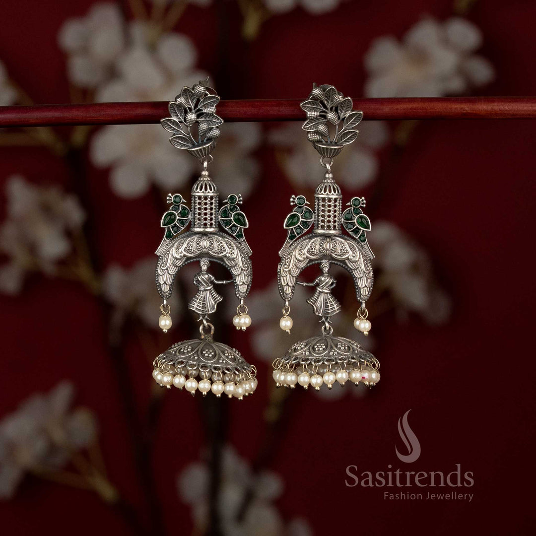 Sasitrends heritage inspired antique oxidised earrings showcasing layered design and traditional craftsmanship