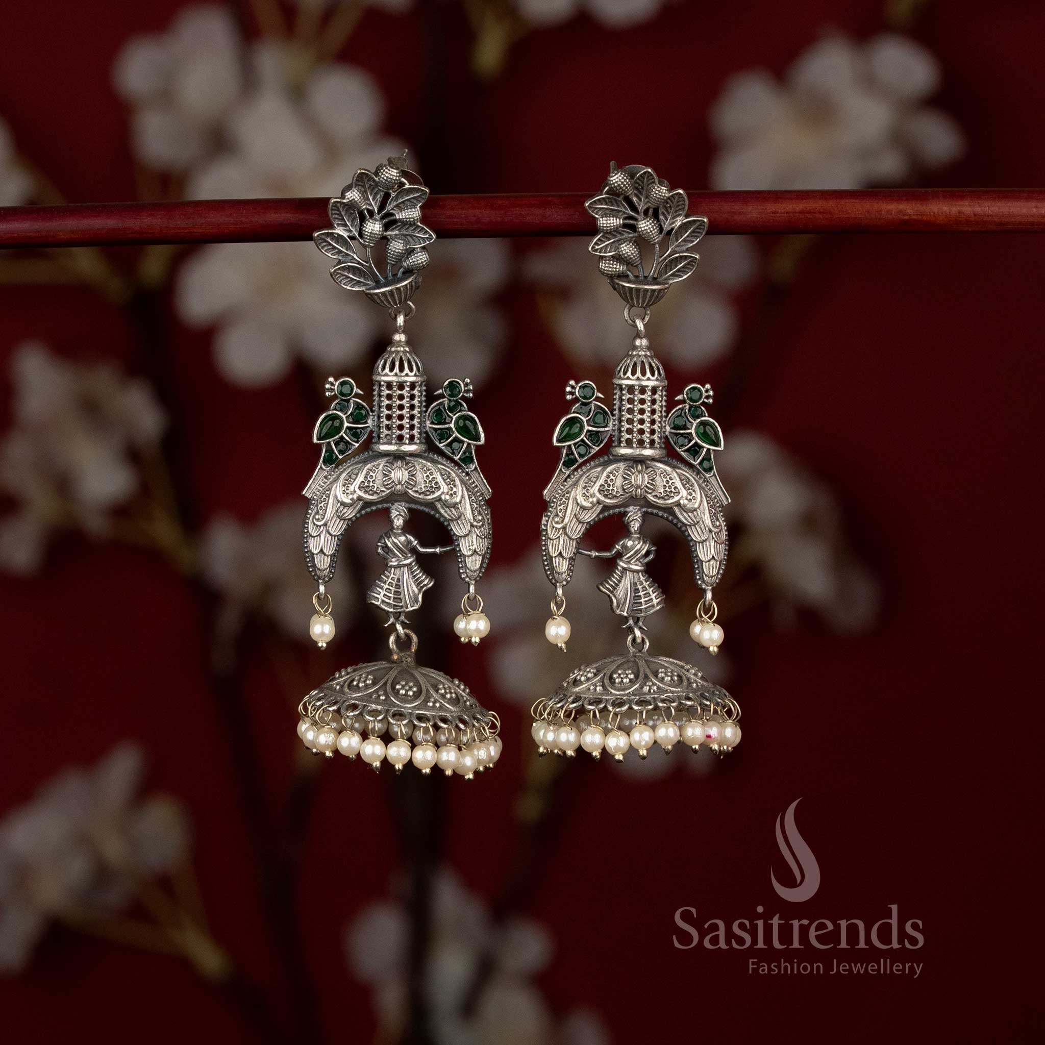 Sasitrends heritage inspired antique oxidised earrings showcasing layered design and traditional craftsmanship
