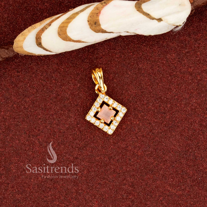 Captivating One Gram Micro Gold Plated Diamond-Orientation AD Stone Frame Pendant with Center Stone | Elegant Festive Designer Jewellery