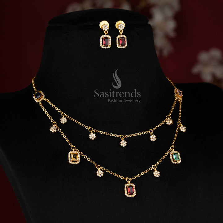 Elegant Flower Pendant Necklace Set - Perfect for Traditional Occasions