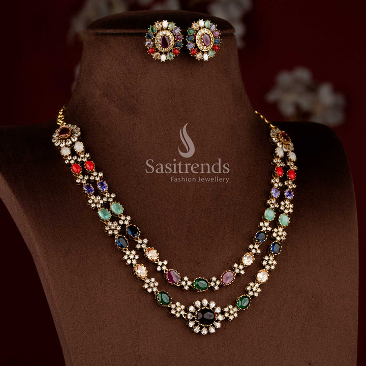 Elegant Flower Pendant Necklace Set - Perfect for Traditional Occasions