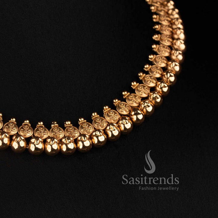 Sasitrends antique gold leaf and floral design necklace set with premium stone detailing