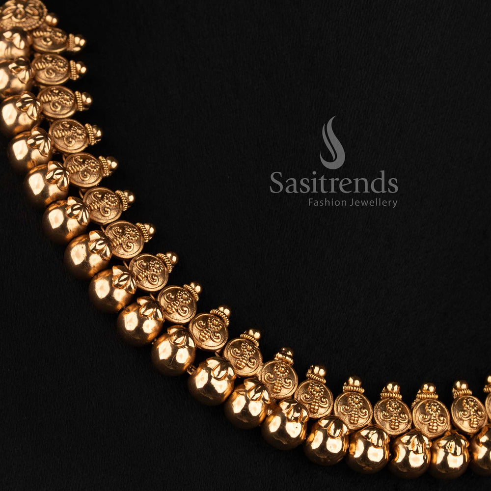 Sasitrends antique gold plated leaf and floral necklace jewellery set with premium stones