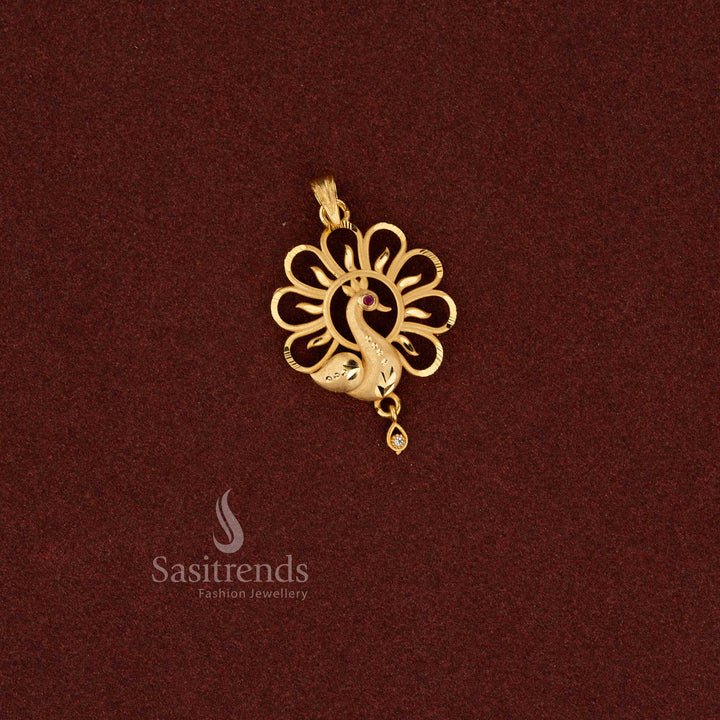 Sasitrends artisan crafted 24K micro gold plated ethnic forming pendant inspired by temple jewellery traditions designed for cultural events and heritage styling