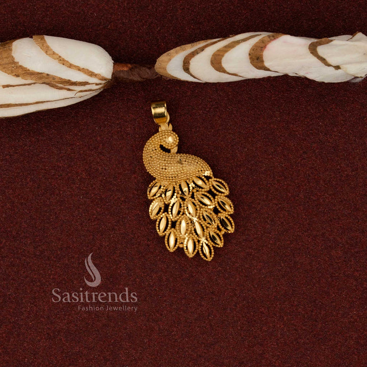Sasitrends peacock classic ethnic 24K micro gold plated forming pendant featuring refined cultural design crafted for elegant traditional jewellery styling