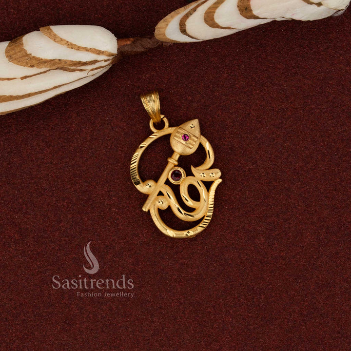 Sasitrends classic ethnic 24K micro gold plated om forming pendant designed for temple visits, festive traditions and heritage jewellery styling