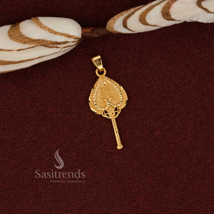 Sasitrends classic temple inspired 24K micro gold plated forming vel motif pendant crafted with intricate traditional design ideal for ethnic fashion and spiritual gatherings