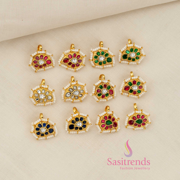 Collection of Traditional wear 24K jadau gold plated bugadi earcuff earrings featuring mango design floral kundan stone work by Sasitrends