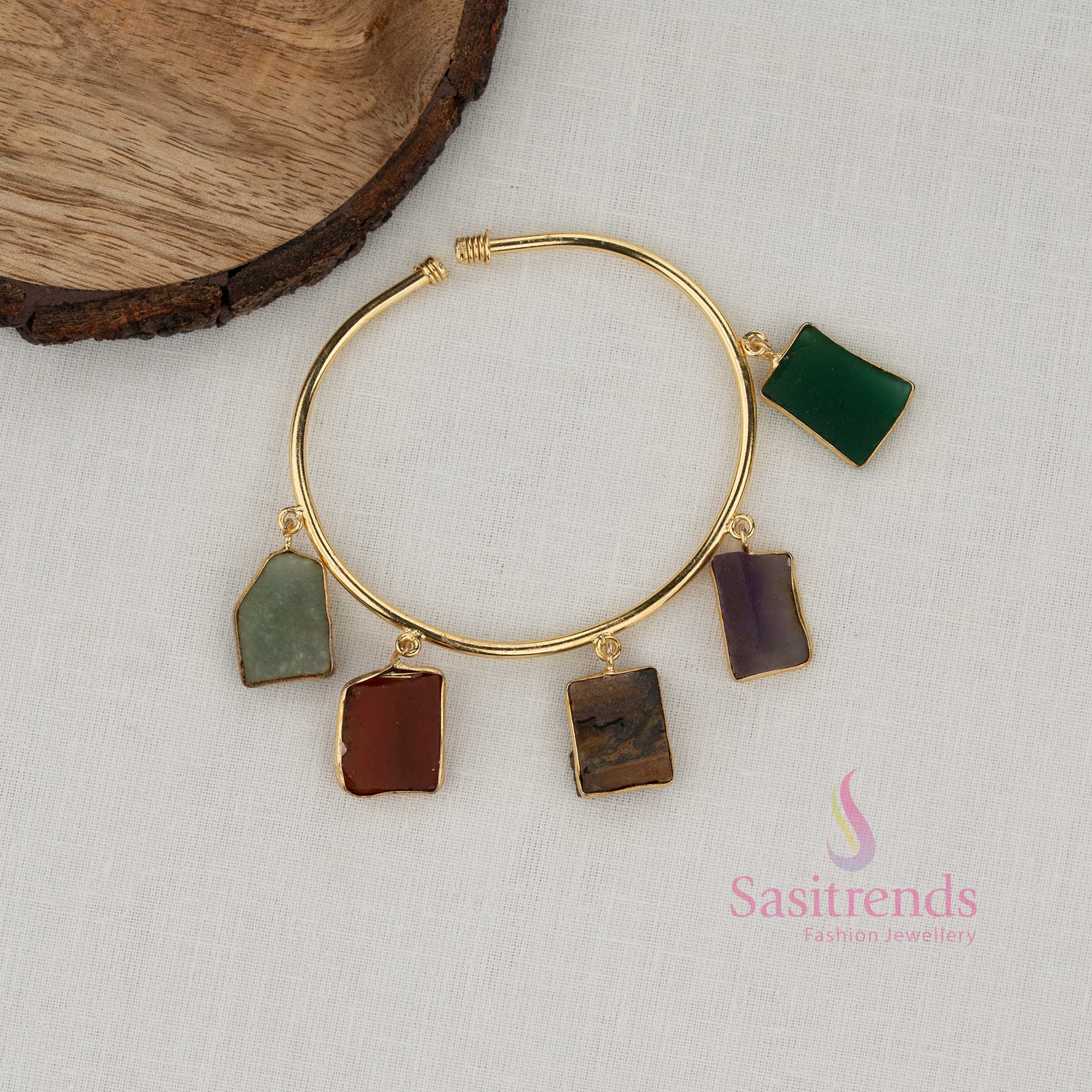 Sasitrends multi stone charm bracelet for girls stylish gold plated fashion accessory