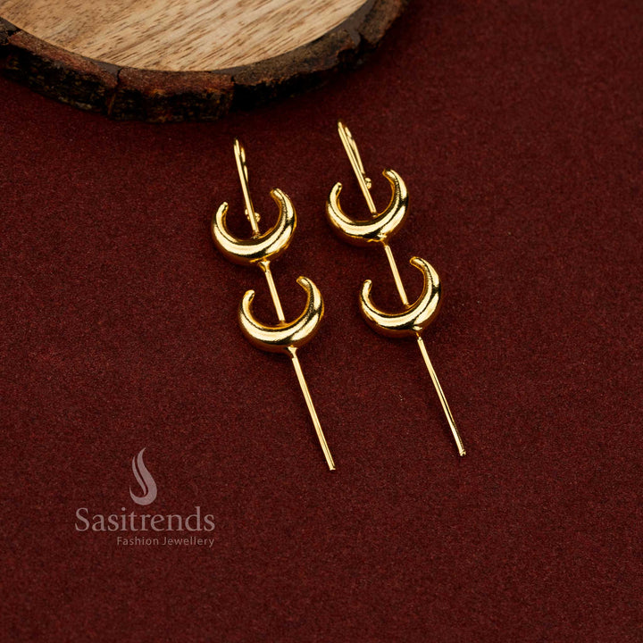 Sasitrends crescent moon motif 24K gold plated trendy ear cuff earrings for girls modern fashion look