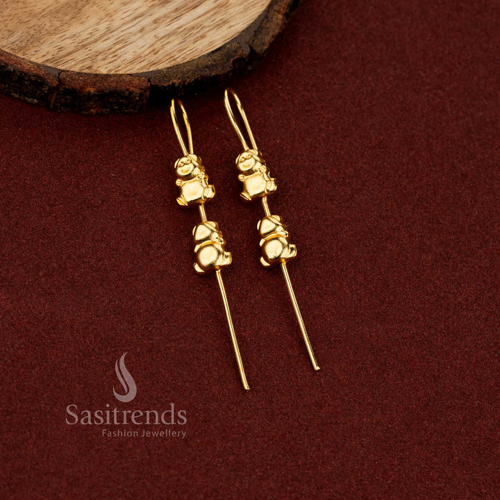 Sasitrends designer bear motif 24K gold plated ear cuff earrings crafted with stylish detailing for modern fashion lovers