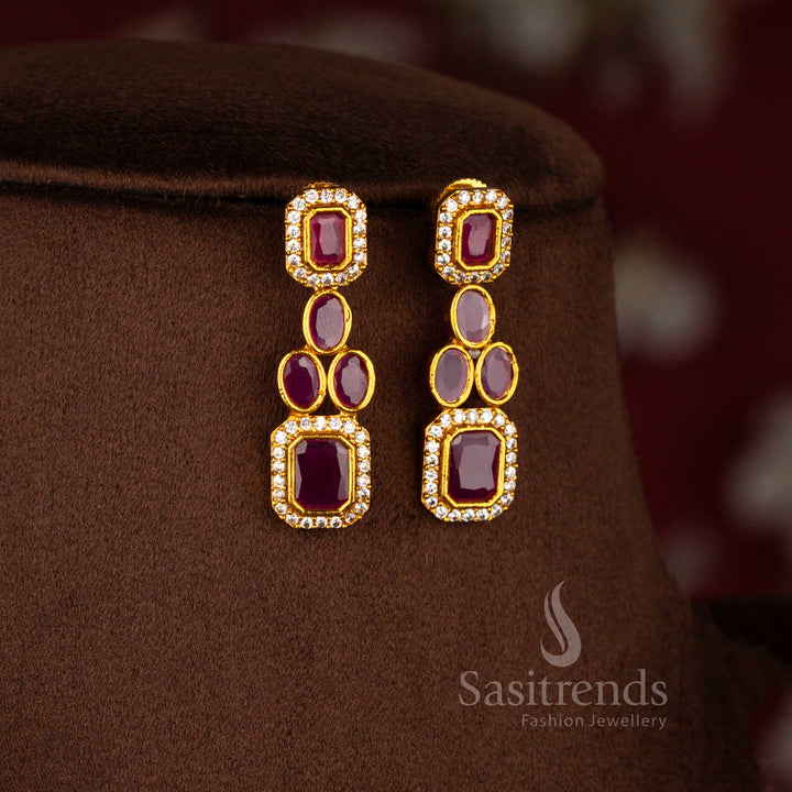 Sasitrends designer matte gold plated white ruby American diamond peacock choker necklace jewellery set designed with intricate craftsmanship for women who prefer a rich traditional yet trendy statement look