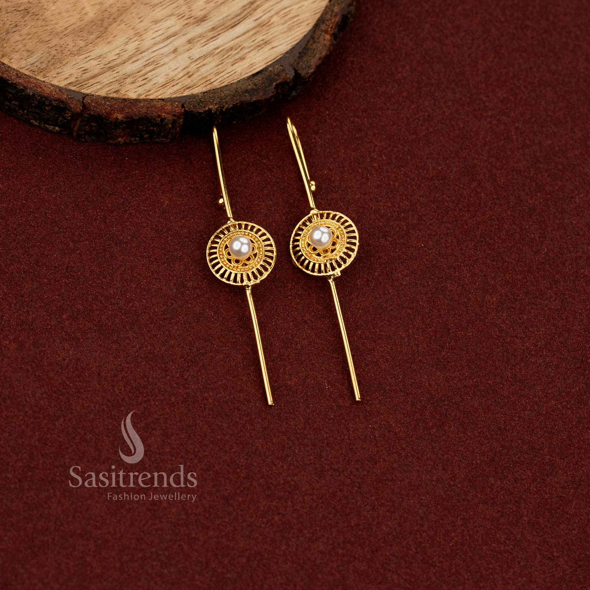 Sasitrends elegant 24K gold plated pearl ear cuff earrings crafted for girls featuring stylish contemporary design perfect for festive and celebration wear