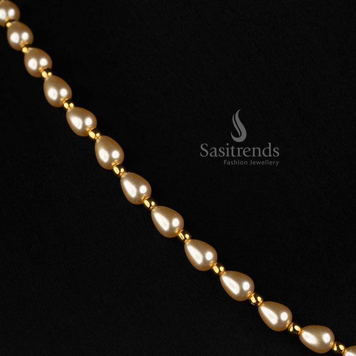 Sasitrends Micro Gold Plated single-strand pearl necklace for traditional wear 