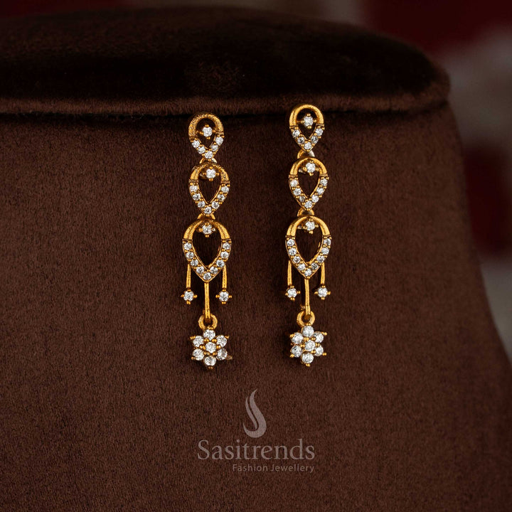 Sasitrends elegant single-layer floral white American Diamond necklace jewellery set featuring delicate dangling elements and refined finish