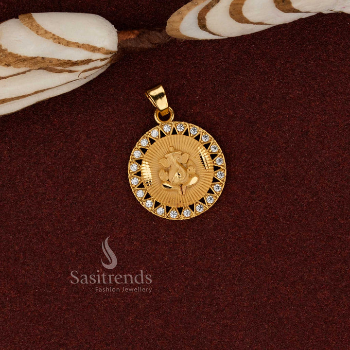 Sasitrends elegant ethnic style 24K micro gold plated forming vinayagar pendant crafted to complement traditional outfits, temple visits and heritage jewellery collections
