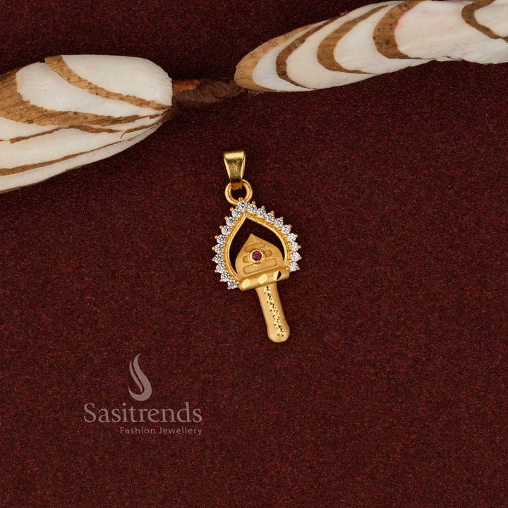Sasitrends ethnic traditional 24K micro gold plated forming vel ad stone pendant featuring elegant craftsmanship ideal for temple visits, festive celebrations and cultural attire styling
