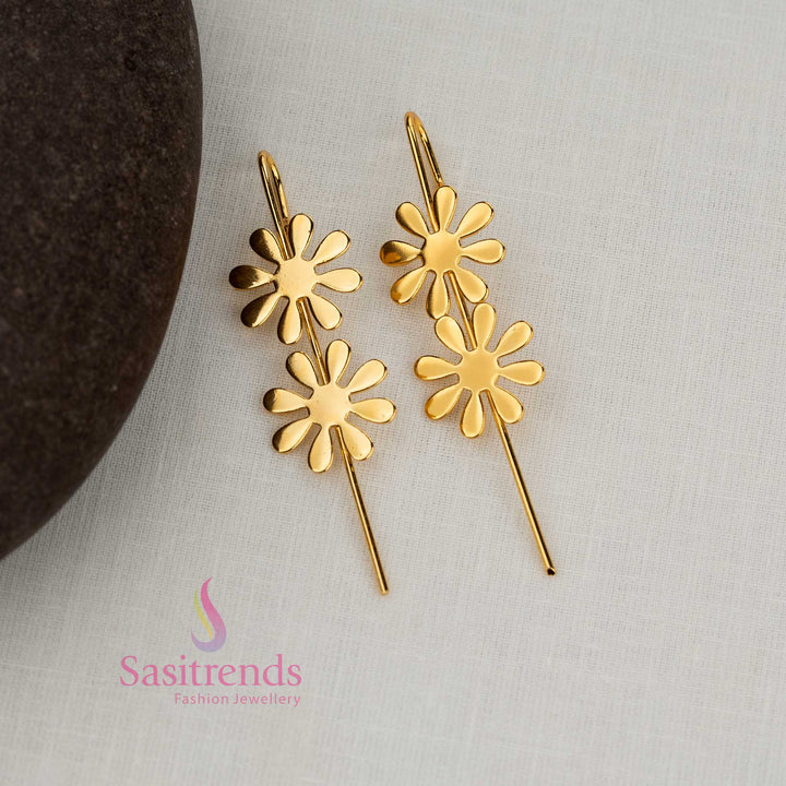 Sasitrends fashion forward floral motif 24K gold plated ear cuff earrings designed for trend lovers who prefer statement jewellery