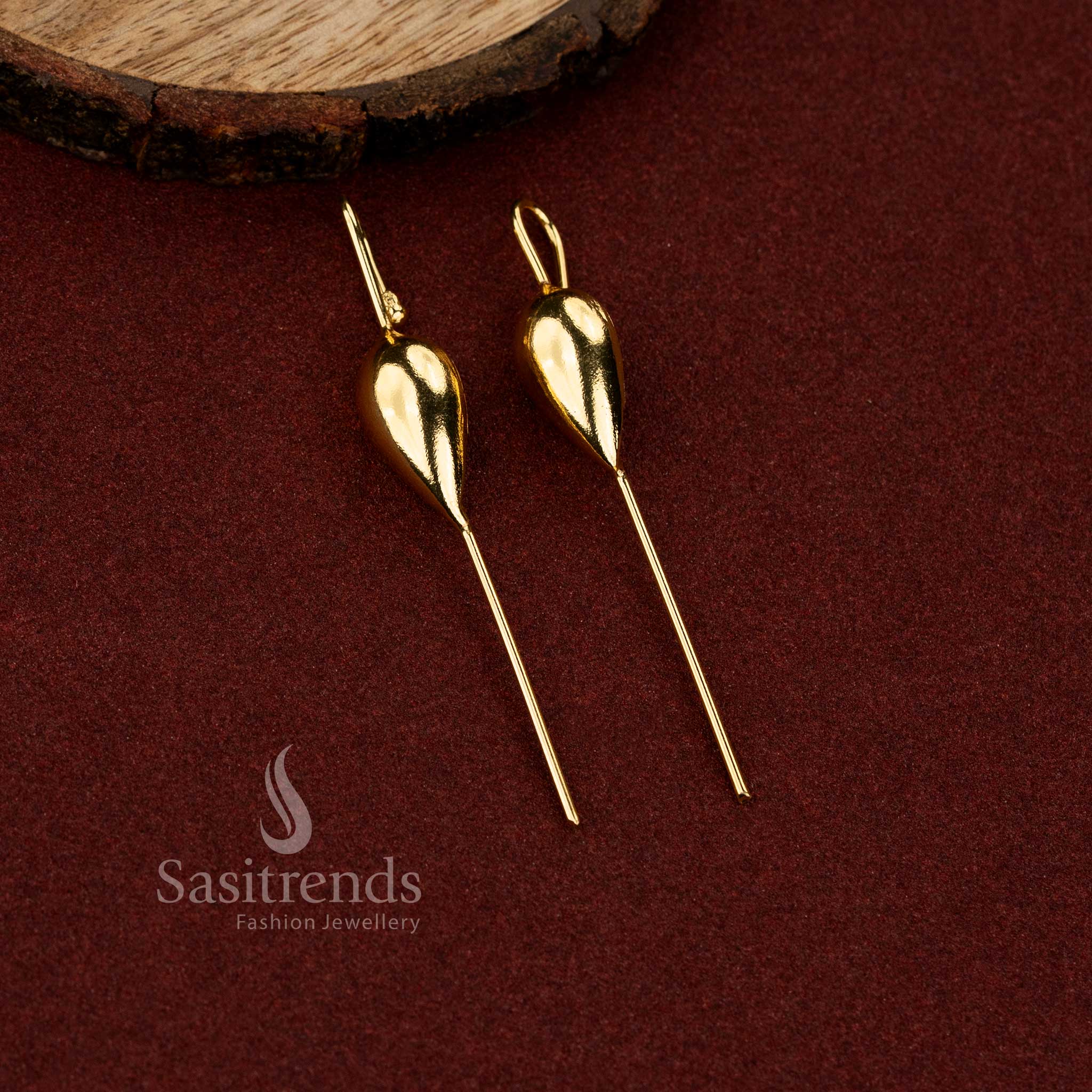 Sasitrends gold tone 24K plated ear cuff earrings crafted with elegant detailing suitable for celebrations and gatherings
