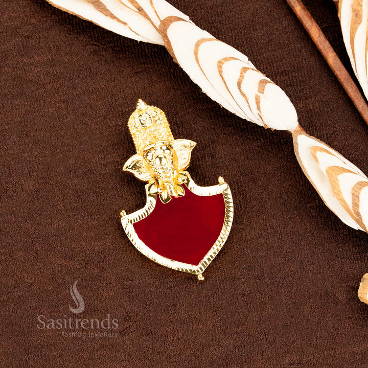 Guaranteed Micro Gold Plated red Palakka Pendant with Ganesha Motif – Sasitrends