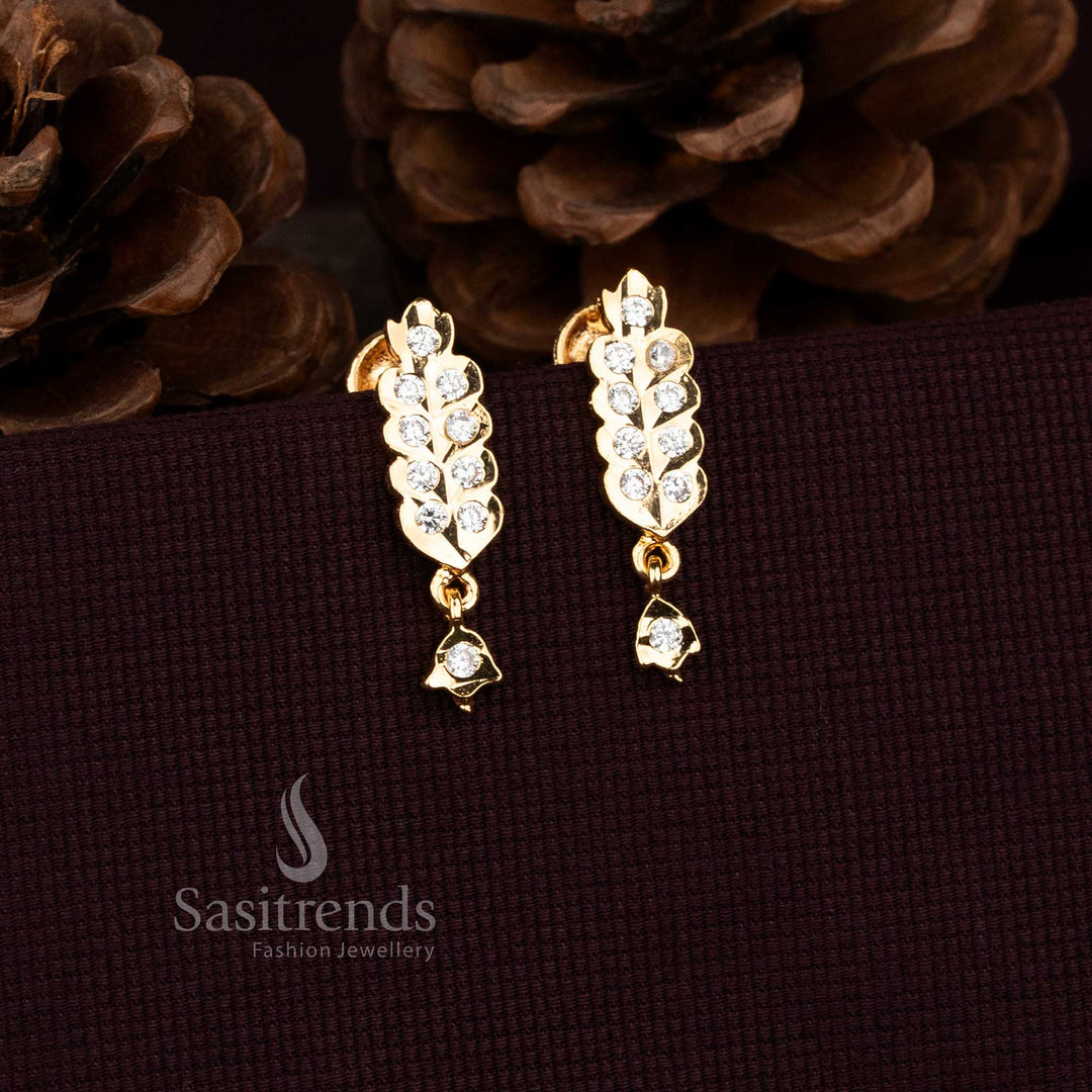 Sasitrends leaf shape AD stone earrings 2943A elegant impon design  