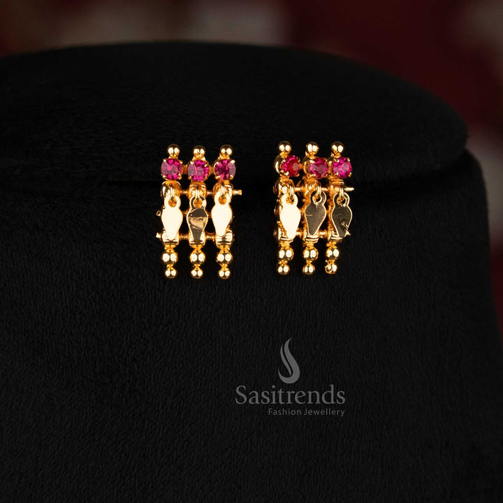 Sasitrends 24K Micro Gold Plated Kerala Traditional Elakka Design Necklace Set with Layered Cardamom Motif Links and Cascading Drop Structure | 1 Gram Real Gold Look Jewellery
