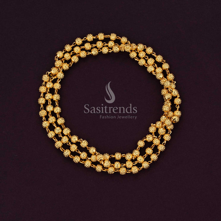 Sasitrends guaranteed real gold look micro gold plated designer ball chain designed with detailed textured bead structure in 1 gram jewellery style