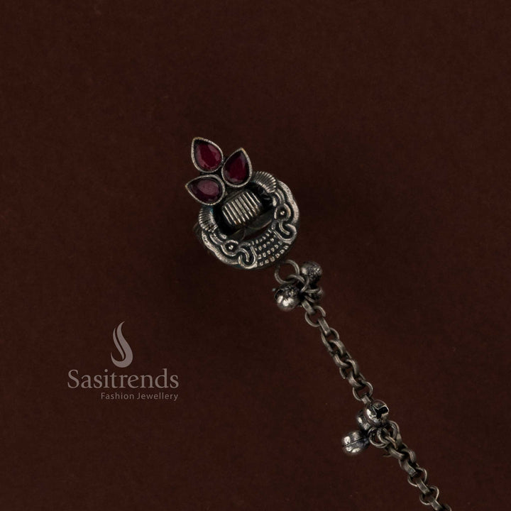 Sasitrends heritage inspired oxidised finger ring and kada bracelet jewellery designed with classic craftsmanship for Navarathri celebrations and cultural events