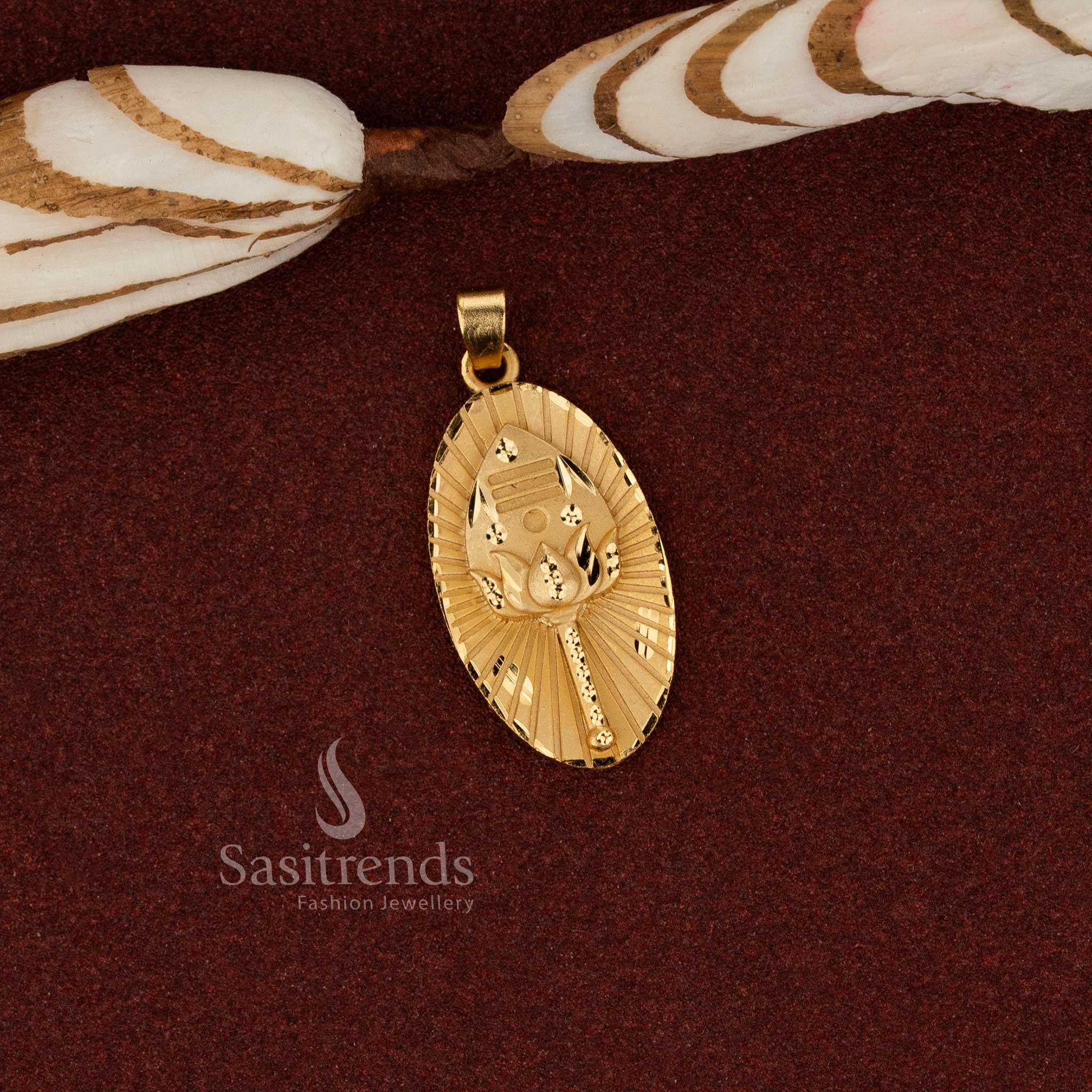 Sasitrends heritage temple jewellery inspired 24K micro gold plated om forming pendant designed for cultural styling, devotional occasions and festive traditions