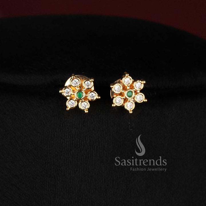 Sasitrends Impon Addigai micro gold plated AD stone long necklace with floral design
