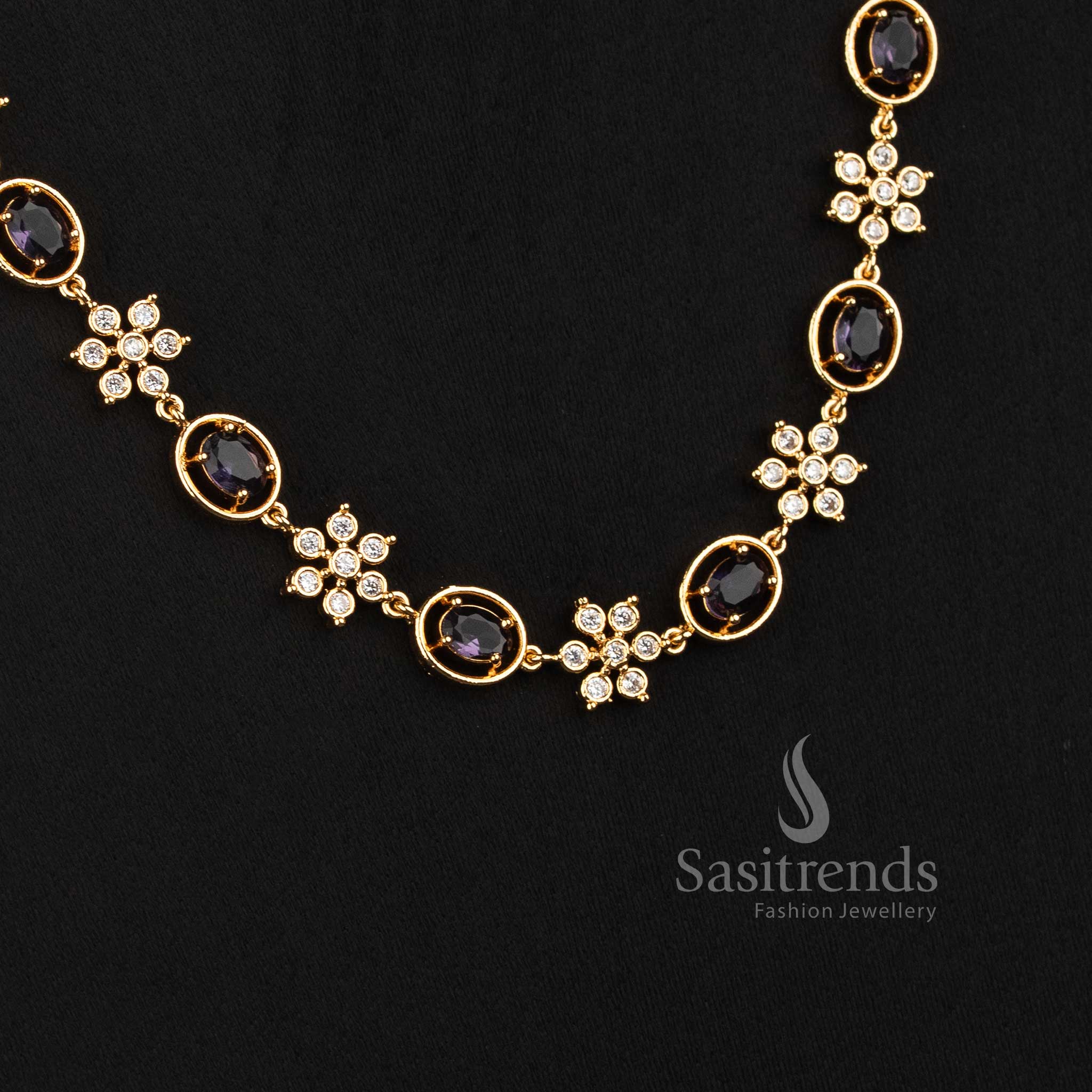 Sasitrends guaranteed micro gold plated Impon Addigai jewellery set with 24K pure gold plating and an elegant short and long necklace design 
