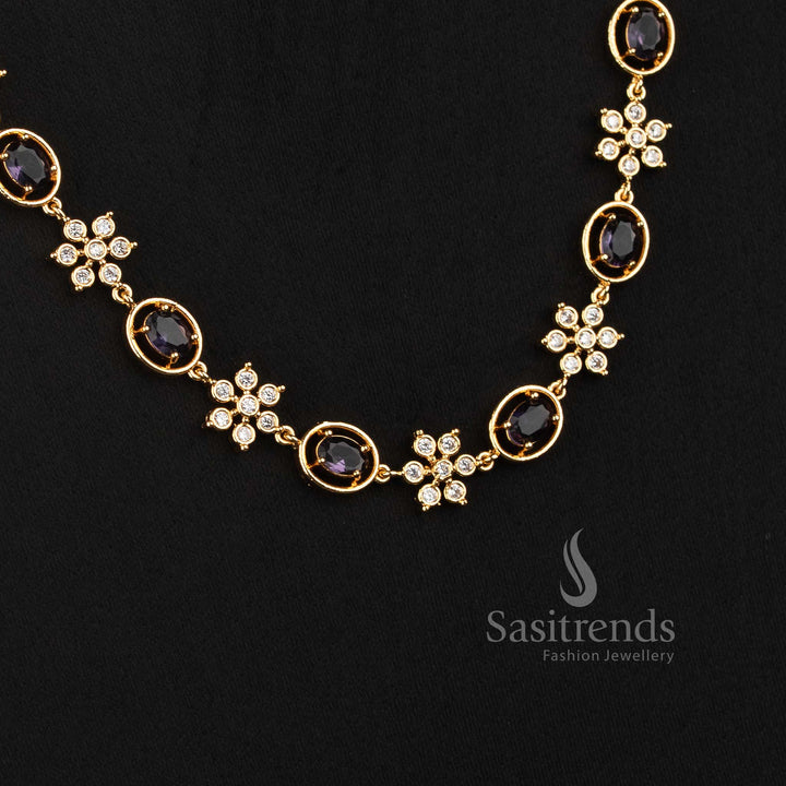 Sasitrends guaranteed micro gold plated Impon Addigai jewellery set with 24K pure gold plating and an elegant short and long necklace design 