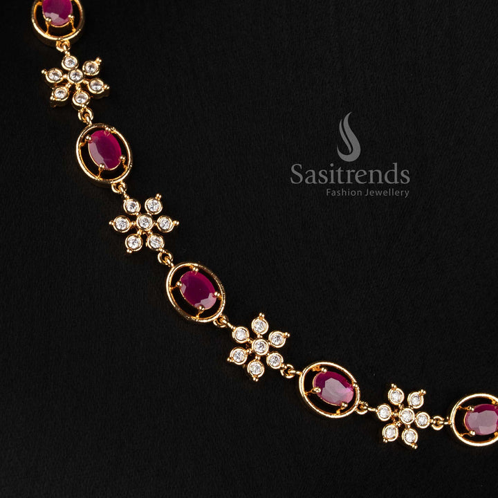 Sasitrends Impon Addigai micro gold plated short and long oval shaped floral jewellery