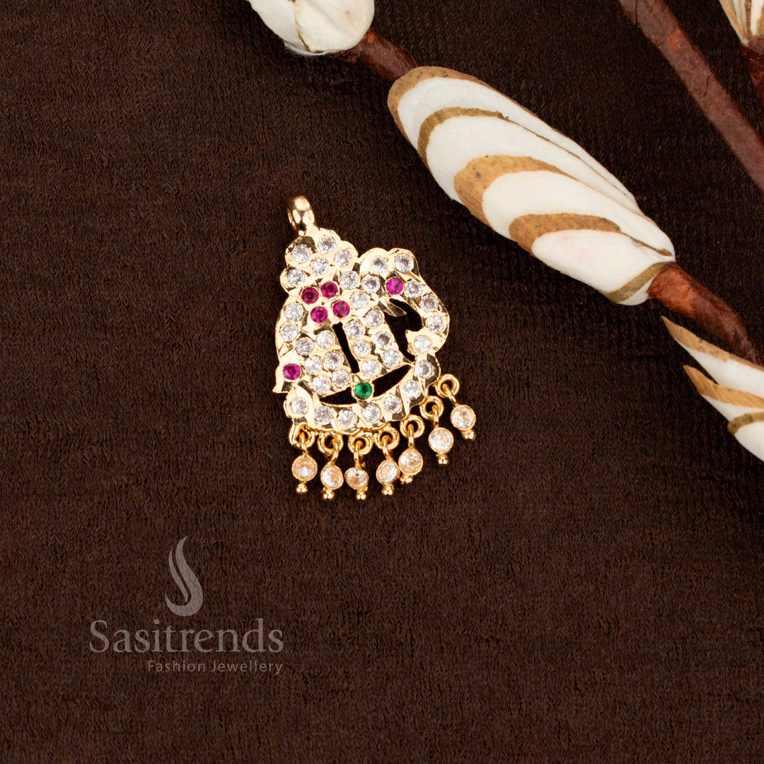 Sasitrends Impon elephant pendant with micro gold plated finish and multi AD stone detailing