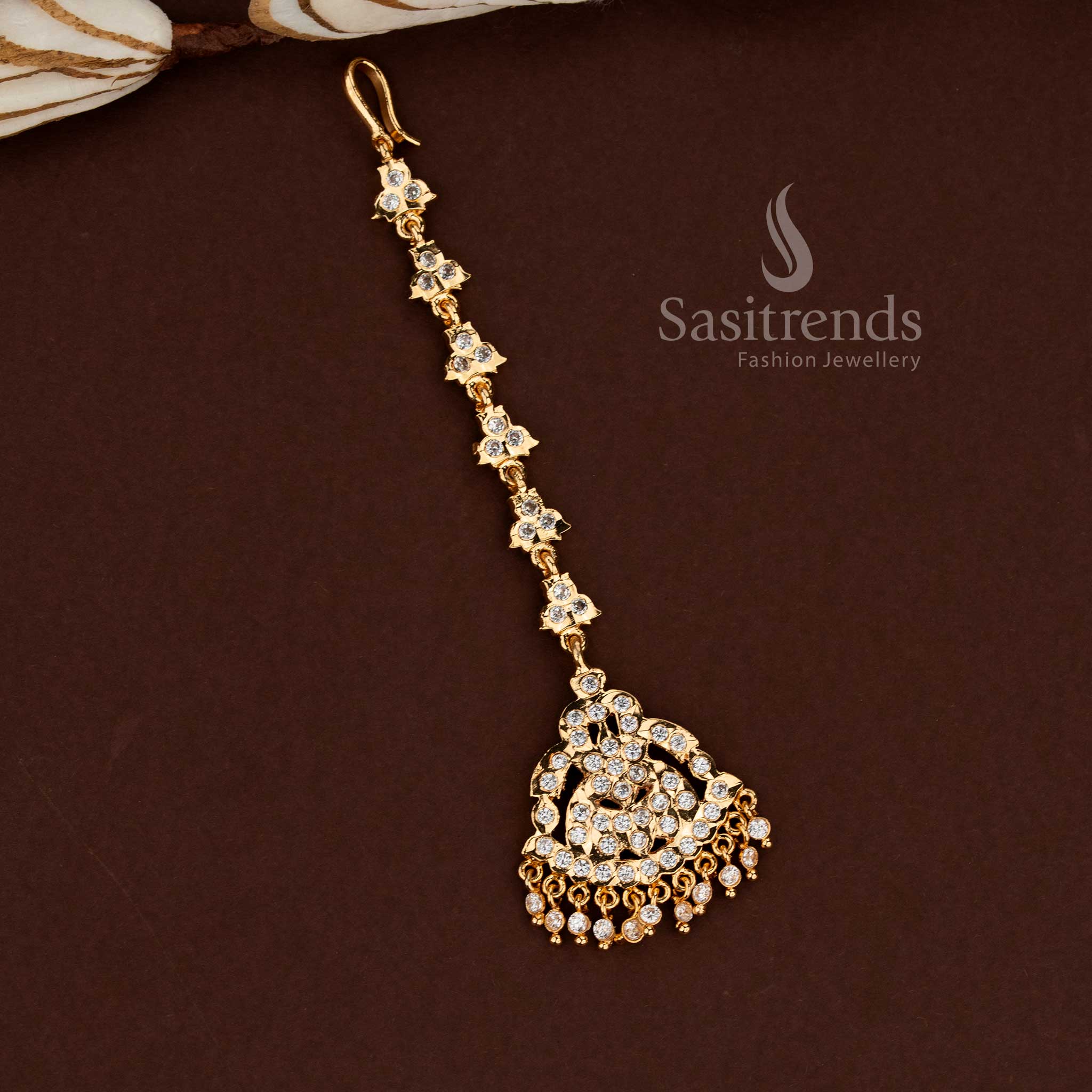 
Sasitrends Impon Gati Micro Gold Plated Maang Tikka Collection temple inspired bridal head jewellery
